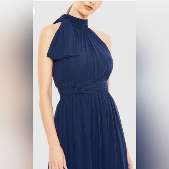 Mac Duggal 55035 High Neck Chiffon Gown NWT size 16 Navy Blue - Picture 3 of 6